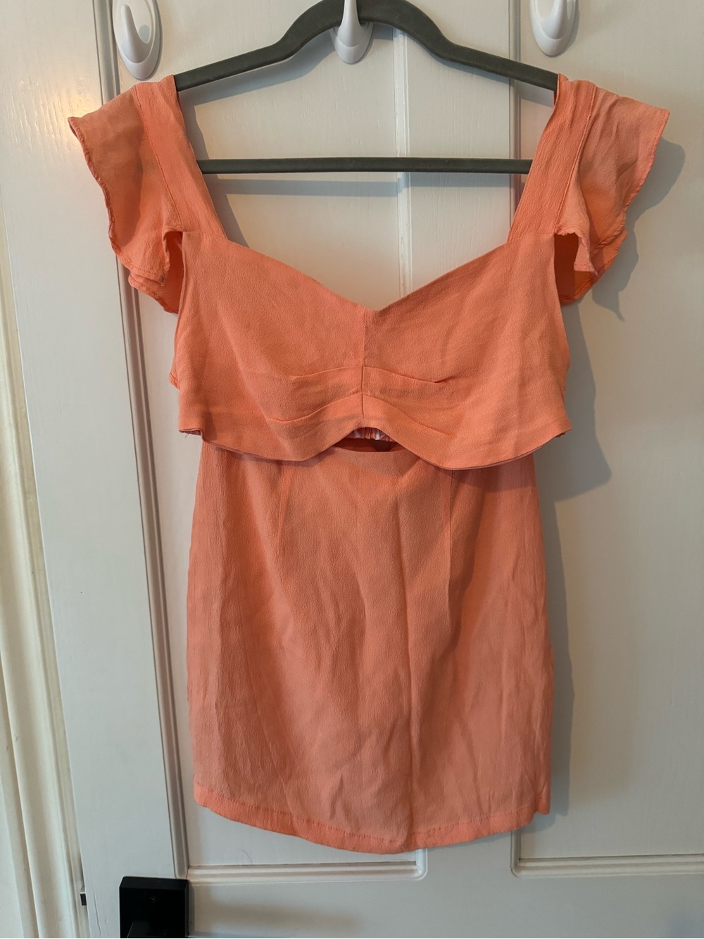 REVOLVE By the way XS Two Piece Skirt Set with Peach Flutter Sleeve Crop Top